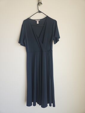 H&M Navy Wrap Midi Dress